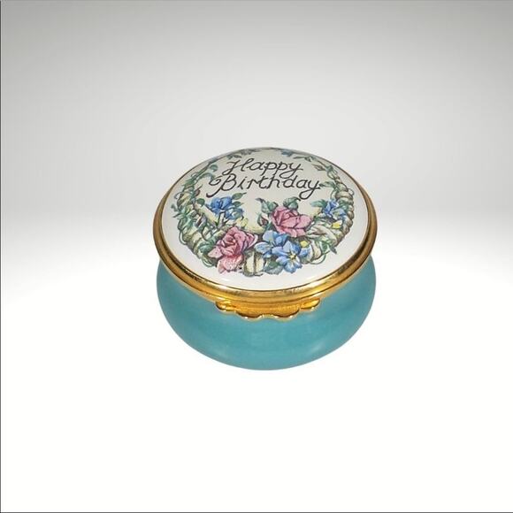 Vintage Kingsley Enamels Happy Birthday trinket-pill box Worcestershire, England - Picture 5 of 6